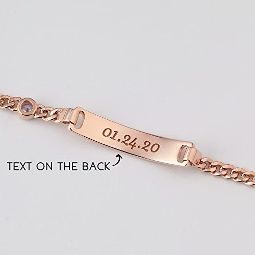Kid Name Bracelet With Birthstone - 18k Gold Plated