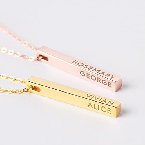 Name Sided Bar Necklace – 18k Gold Plated