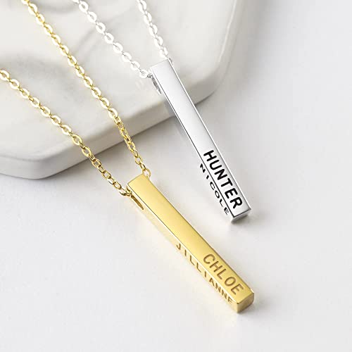 Name Sided Bar Necklace – 18k Gold Plated