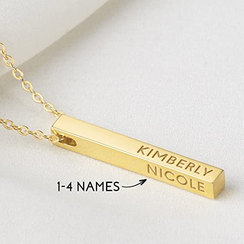 Name Sided Bar Necklace – 18k Gold Plated