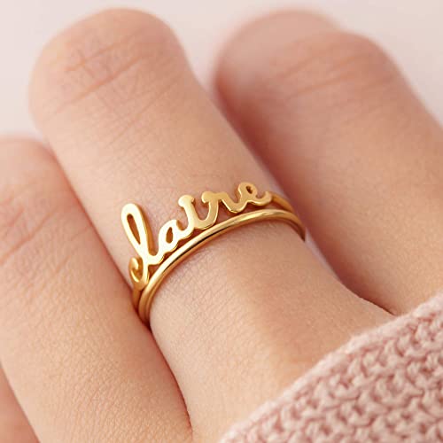Stackable Name Ring - 18k Gold Plated