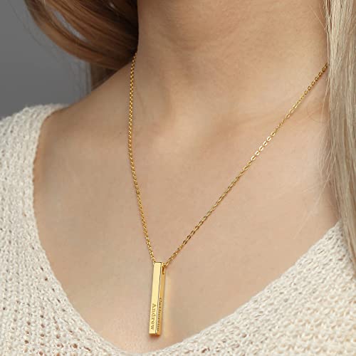 Name Sided Bar Necklace – 18k Gold Plated