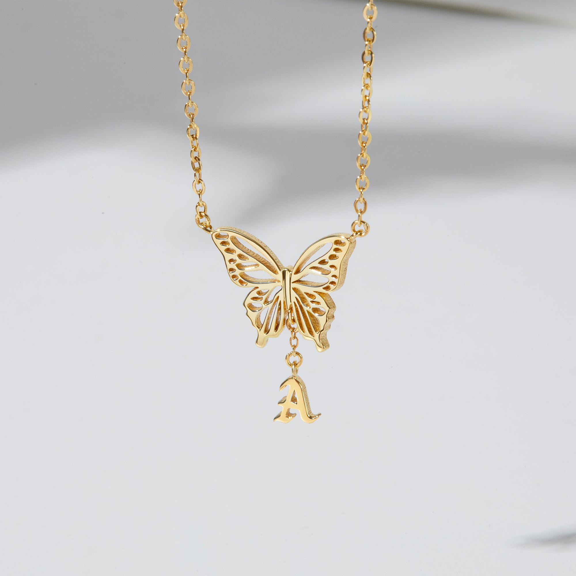 Initial Butterfly Necklace - 18k Gold Plated