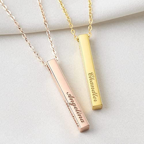 Name Sided Bar Necklace – 18k Gold Plated