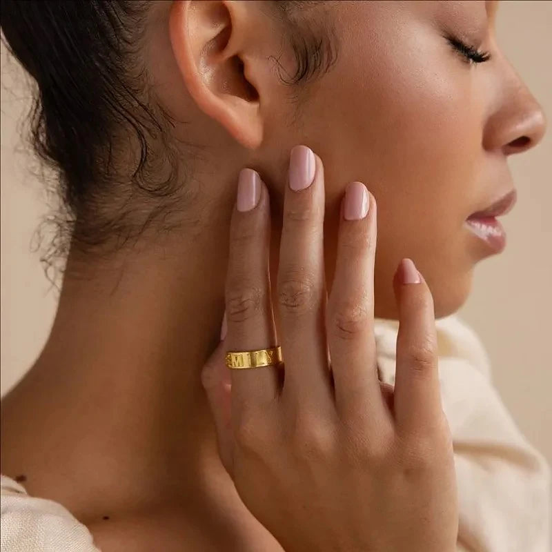 Simplified Name Ring – 18k Gold Plated