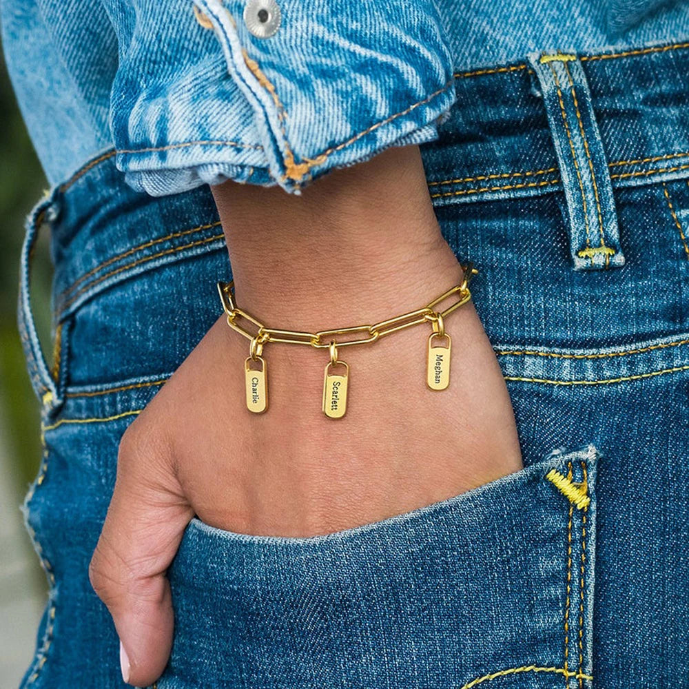 Multiple Nameplate Bracelet - 18k Gold Plated