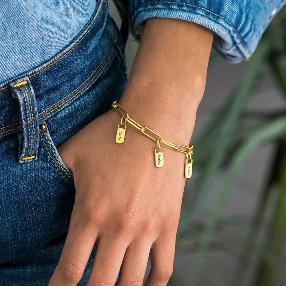 Multiple Nameplate Bracelet - 18k Gold Plated