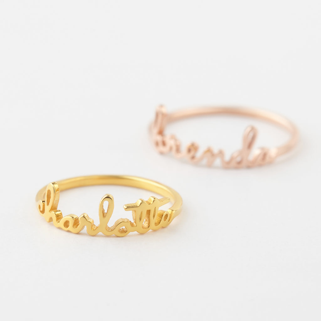 Stackable Name Ring - 18k Gold Plated