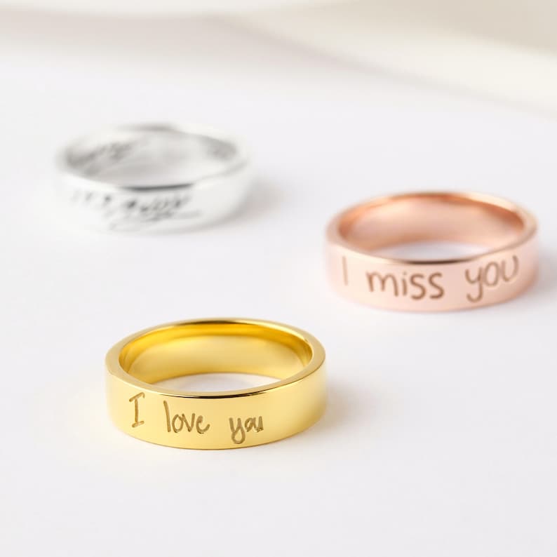 Custom Handwriting Ring - 18k Gold Plated