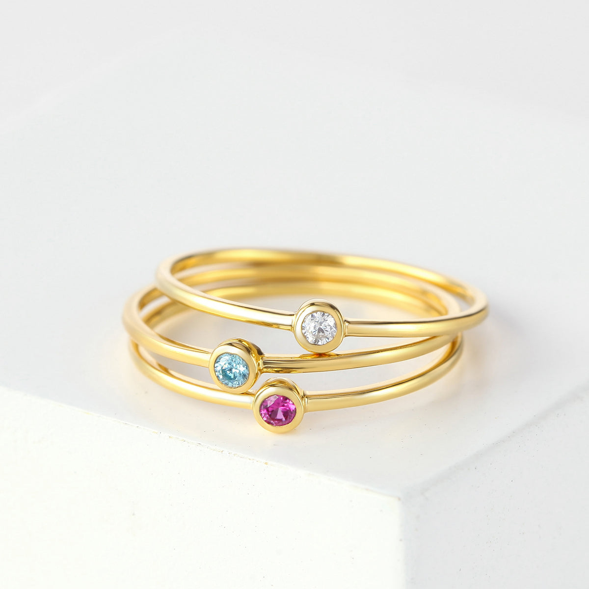 Birthstone Ring - 18k Gold Plated