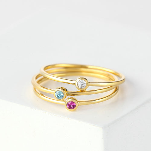 Birthstone Ring - 18k Gold Plated