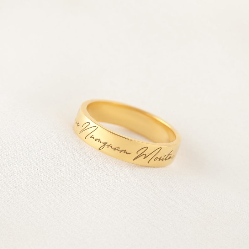 Custom Handwriting Ring - 18k Gold Plated