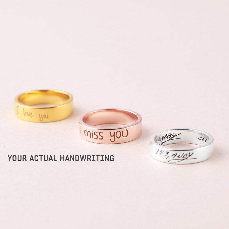 Custom Handwriting Ring - 18k Gold Plated