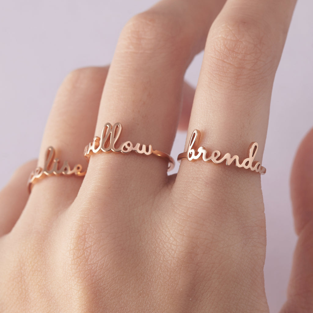 Stackable Name Ring - 18k Gold Plated