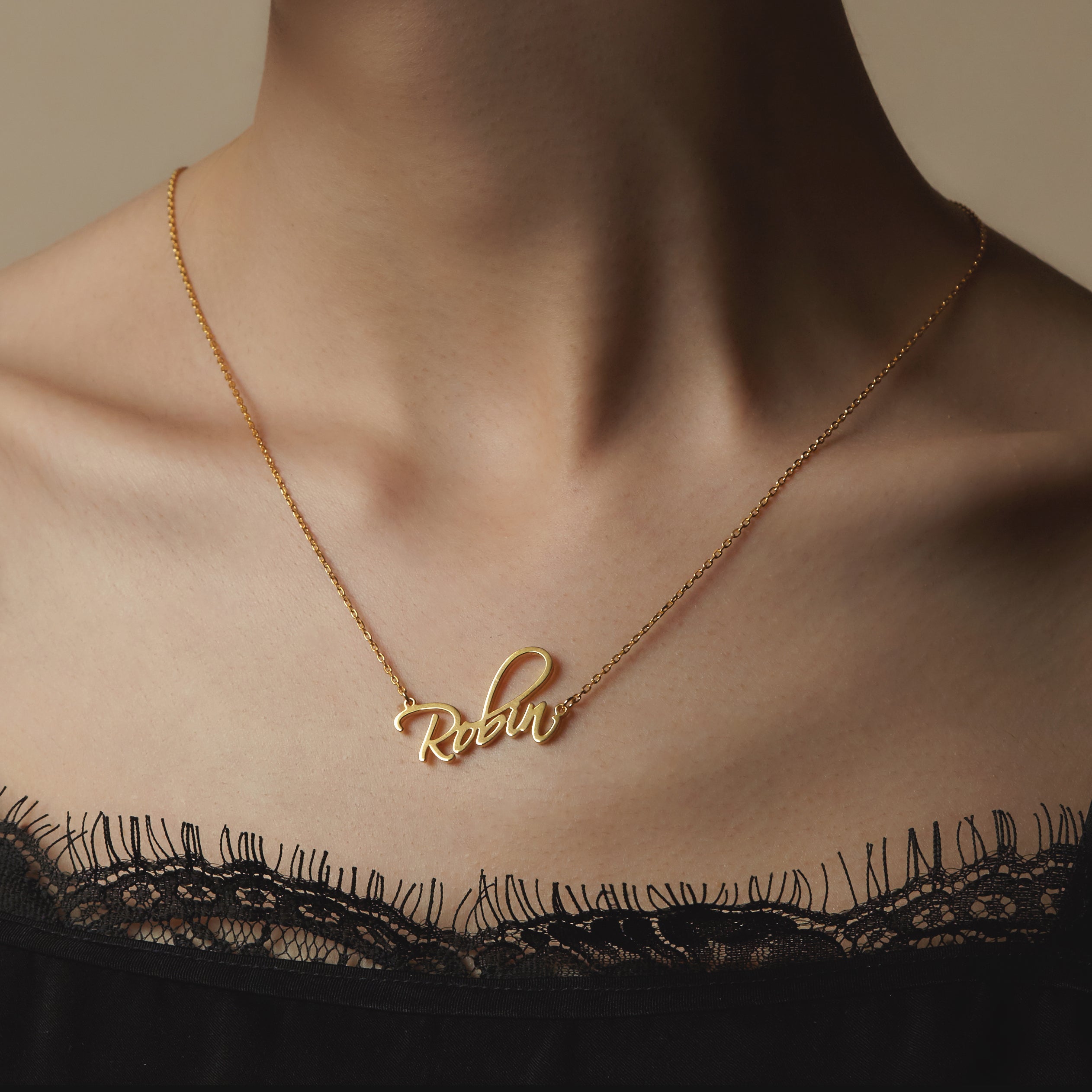 Nameplate Necklace - 18k Gold Plated