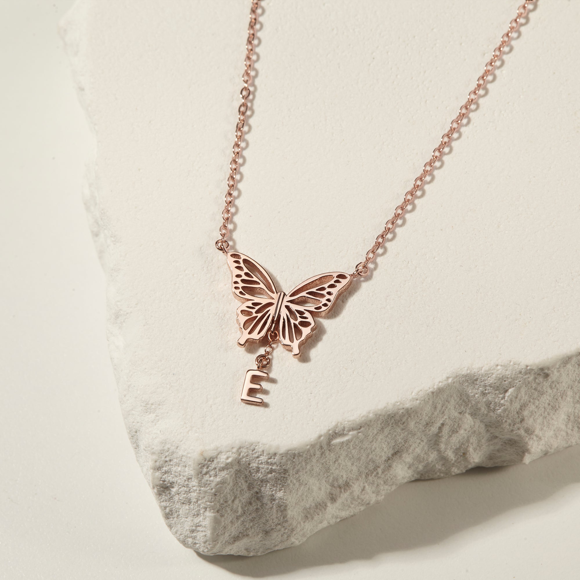 Initial Butterfly Necklace - 18k Gold Plated